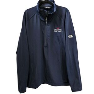 North Face Mountain Peaks Pullover Men's sz XXL Mohawk Logo Navy Fleece 1/4 Zip‎
